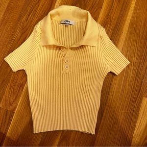 JING Yellow Cropped Ripped Polo